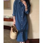 シャツワンピース ソフトデニムライクリラ