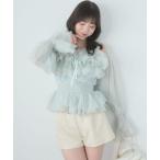 ショッピングチェーン ブラウス シャツ チェーン付きシアーフリルブラウス レディース