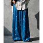 パンツ アート柄 ルーズ ワイドパンツ レディース