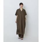 ワンピース コットンリネンクロス刺繍入りワンピース