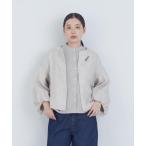 ジャケット ノーカラージャケット リネンボリュームスリーブジャケット レディース