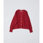 カーディガン 14G麻綿ワッフル編みVネックカーディガン レディース