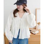 ブラウス シャツ 「India」コットンドビー前リボンブラウス レディース
