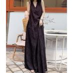 ワンピース 総柄レース ノースリーブワンピース