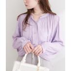 ブラウス シャツ マット釦とろみサテンブラウス レディース