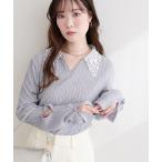 ニット セーター レース衿ロンT レディース