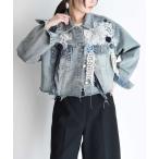 ショッピングパッチワーク デニムジャケット gジャン 花モチーフパッチワークデニムジャケット レディース