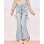 ジーンズ デニム デニムパンツ 「4サイズ展開」サイドカットレースデニム レディース
