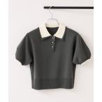 ニット セーター ダブルカラーポロトップス/イージーケア・WEB限定カラー レディース