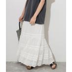 ショッピング綿100 スカート 「WEB限定追加2」コットンボイルタック刺繍ロングスカート