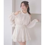 パーティードレス ワンピース open shoulder mini dress / オープンショルダーミニワンピース