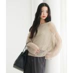 ニット セーター ペーパー メッシュ ショート ワイド ニットプルオーバー ウォッシャブル レディース