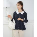 ニット セーター フラワー 襟付き ニット ペプラム le reve vaniller レディース