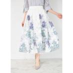 スカート シアージャガードアンティークローズパネル柄フレアスカート