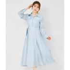 ワンピース ベルト付きスキッパーシアーシャツワンピース