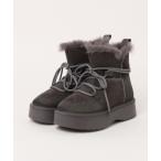 ブーツ レースアップ ムートン調 厚底 ショート ブーツ レディース