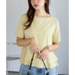 tシャツ スクエアネックペプラムトップス レディース