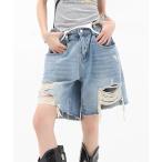 ジーンズ デニム デニムパンツ ダメージデニムハーフパンツ レディース