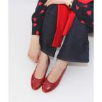 バレエシューズ パンプス ラウンドトゥエナメルバレエシューズ「低反発スポンジ入り」