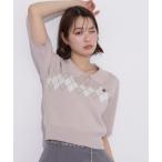 ニット セーター 「BEARシリーズ」ポロ襟アーガイルニット レディース