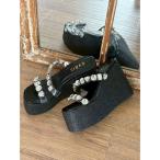 サンダル 厚底ビジュープラットフォームサンダル レディース