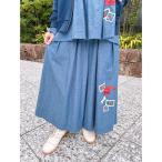 ショッピングダンガリー パンツ ネームワッペン使いダンガリーワイドパンツ レディース