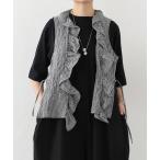 ショッピングフリル ブラウス シャツ リネンワッシャー フリルジレ レディース