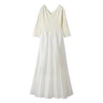 ワンピース ハートネックシアーフレアコンビワンピース