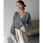 ショッピング綿100 tシャツ 「前後2WAY」カシュクール袖レーススウェット レディース