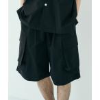 カーゴパンツ ワイドカーゴショートパンツ／立体ポケットデザイン × コットンシルク素材 メンズ レディース