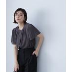 「NATURAL BEAUTY BASIC」 半袖ブラウス MEDIUM チャコールグレー レディース