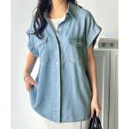 ブラウス シャツ 着回し自在！オーバーサイズフレンチスリーブデニムシャツ レディース