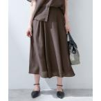 ショッピングミモレ丈 スカート 「洗える／SETUP可能」シアーシャンブレータックフレアスカート