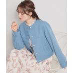 デニムジャケット gジャン 「洗える・綿100％」パール調ボタン デニムジャケット レディース