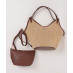 かごバッグ カゴバッグ カシュカシュ cachecache / フェイクレザーショルダーバッグ付雑材風トート