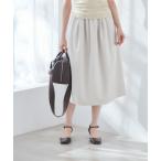 スカート ウエストゴムランダムタックミディスカート