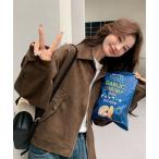 コート アウター スエード ジップアップジャケット/ジップ付きライトアウター 韓国ストリート レディース