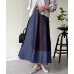 スカート デニム切替フレアスカート