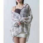 ブラウス シャツ チェック シアー �