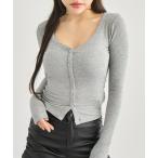 tシャツ パッド付 V開き ぴたっと ロ