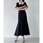 「junoah」 半袖ワンピース SMALL ネイビー レディース