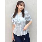 ブラウス シャツ アシメフリルシアーブラウス レディース