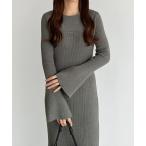 「callautia」 ニットワンピース MEDIUM チャコールグレー レディース