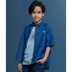 ショッピングダンガリー ブラウス シャツ 「100-130cm」バックブル ダンガリー 半袖シャツ キッズ 子供服