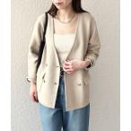 ショッピングcolors カーディガン SHIPS Colors:「手洗い可能」ニット カラーレス ダブルボタン ジャケット レディース