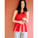 キャミソール ペプラムデザインニットキャミ