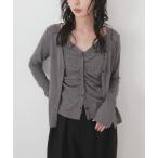 カーディガン レイヤードVネックギャザーカーデ レディース