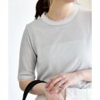 tシャツ quaranciel:「手洗い可能」ラメ チュール リブ コンパクト TEE レディース