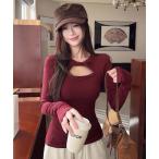 tシャツ カットアウトトップス レディー