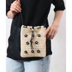 かごバッグ カゴバッグ 雑材フラワービーズ巾着ショルダーバッグ